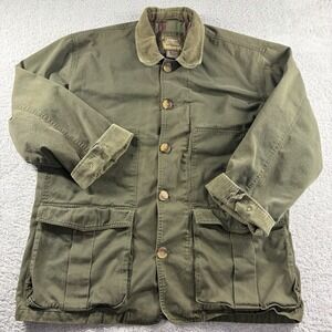 Vintage Hagger Barn Coat Field Jacket Mens Large Green Corduroy Collar Plaid